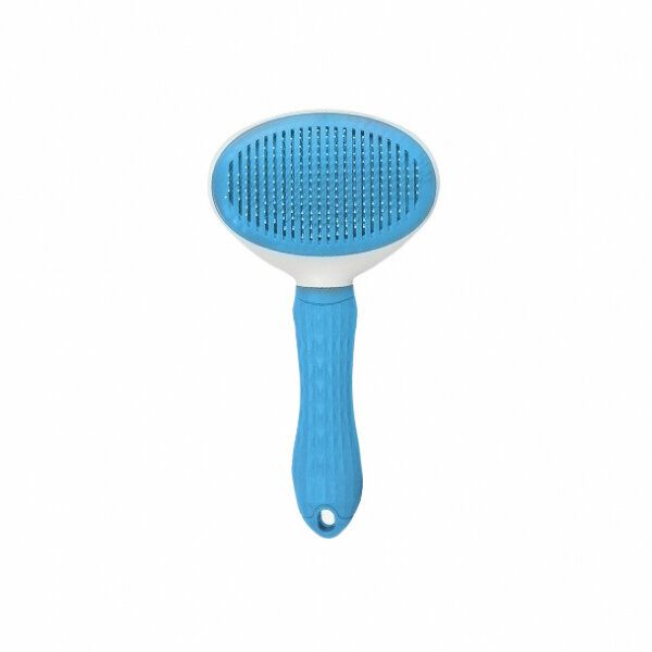 фото Дешеддер для шерсти животных с кнопкой самоочистки "Пуходерка для кошек и собак", груминг-чесалка 20x11 см