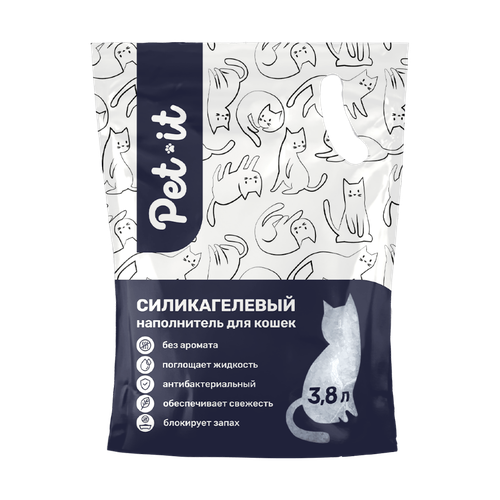 Pet-it силикагелевый наполнитель для кошек Crystal White, без аромата