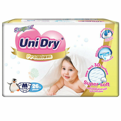 Ультрамягкие детские подгузники UNIDRY Super Soft M, 6-11 кг, 26шт