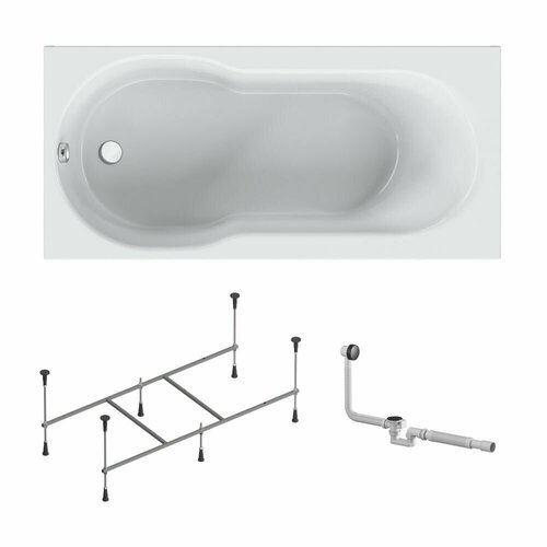 Ванна акриловая AM.PM X-Joy 150x70 3 в 1: ванна, каркас, слив-перелив, душевая и релакс зоны, литьевой акрил, вакуумная формовка, усиленный корпус