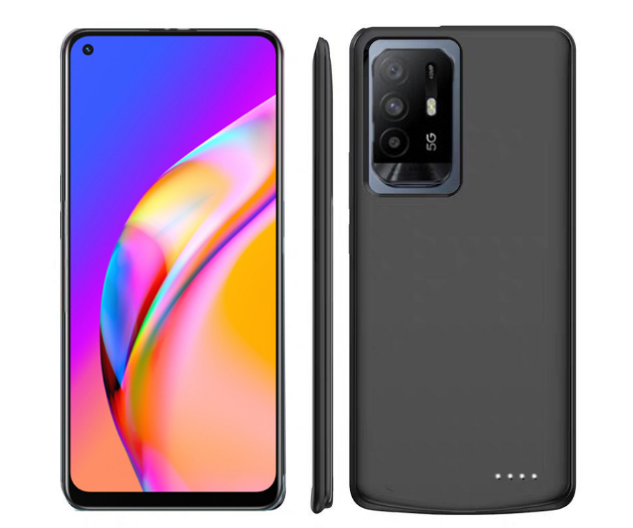 Чехол-бампер со встроенной усиленной батарей-аккумулятором большой ёмкости 10000 mAh для Oppo Reno 5 черный