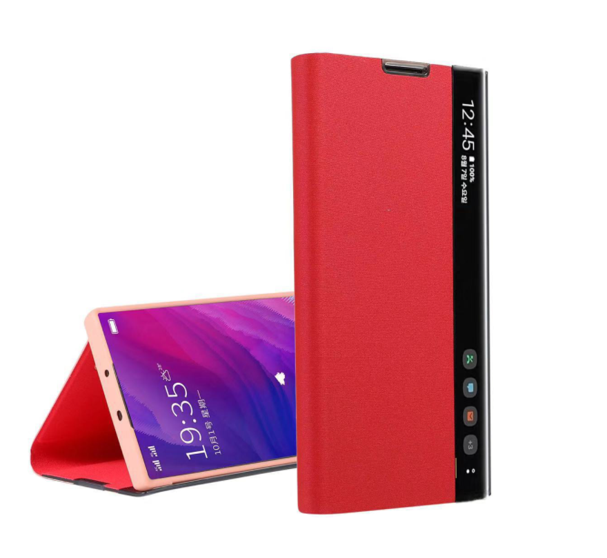 Чехол-кейс MyPads для Samsung Galaxy S10+ Plus SM-G975F с боковым окном водоотталкивающий красный