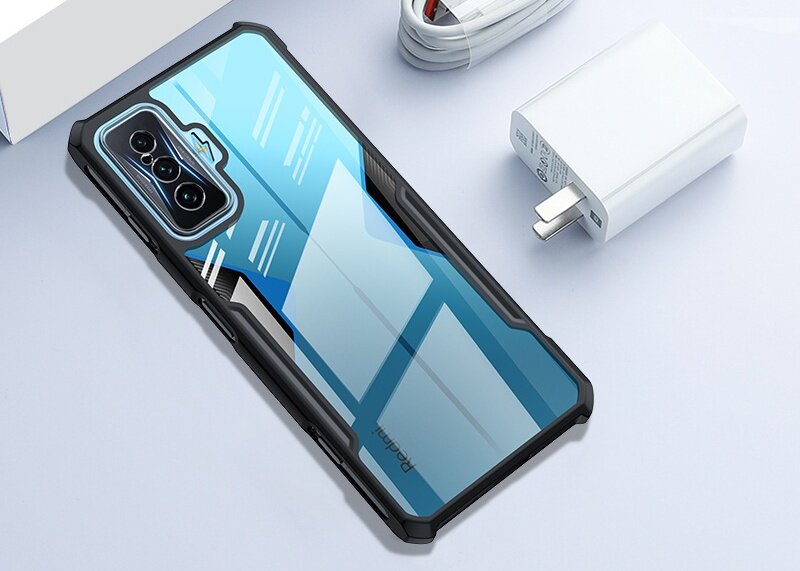 фото Задняя панель-чехол-накладка MyPads Labbri для Xiaomi Poco F4 GT / Redmi K50 Gaming из силикона c прозрачной пластиковой задней стенкой с черной ок.