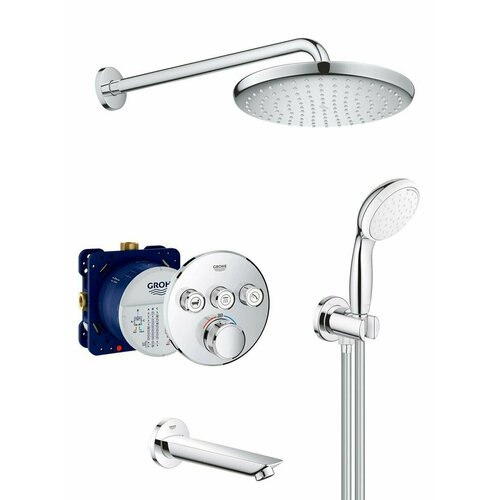 Душевая система с тропическим душем, термостатом и изливом Grohe SmartControl Professional 250 Tempesta, Германия (29121000) душевая система с тропическим душем и изливом grohe essence baucosmopolitan professional 250 германия