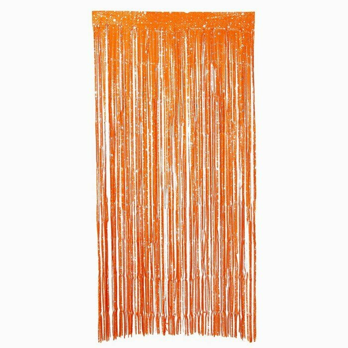 Праздничный занавес «Дождик» со звёздами р. 200 х 100 см оранжевый