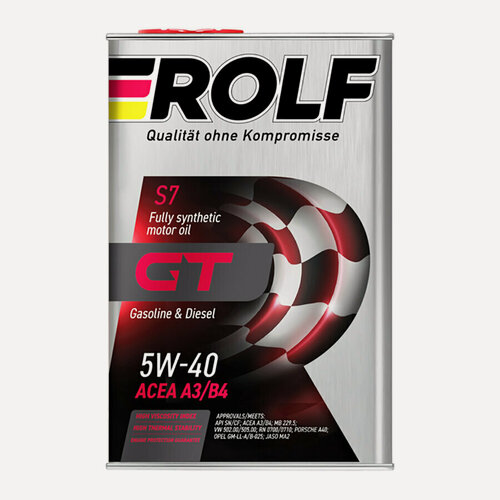 Изображение товара Масло моторное ROLF GT 5W40 синтетика 4 л 322229