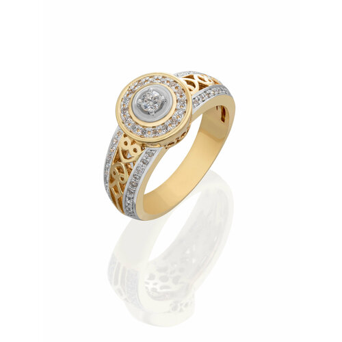 Кольцо помолвочное Гатамов, желтое золото, 585 проба, бриллиант, желтый, золотой