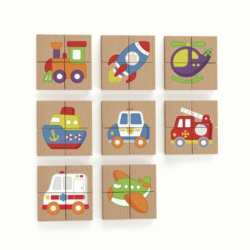 фото Развивающие игрушки из дерева viga toys набор развивающих пазлов для малышей транспорт (32 элемента) дерево 50723 vigatoys