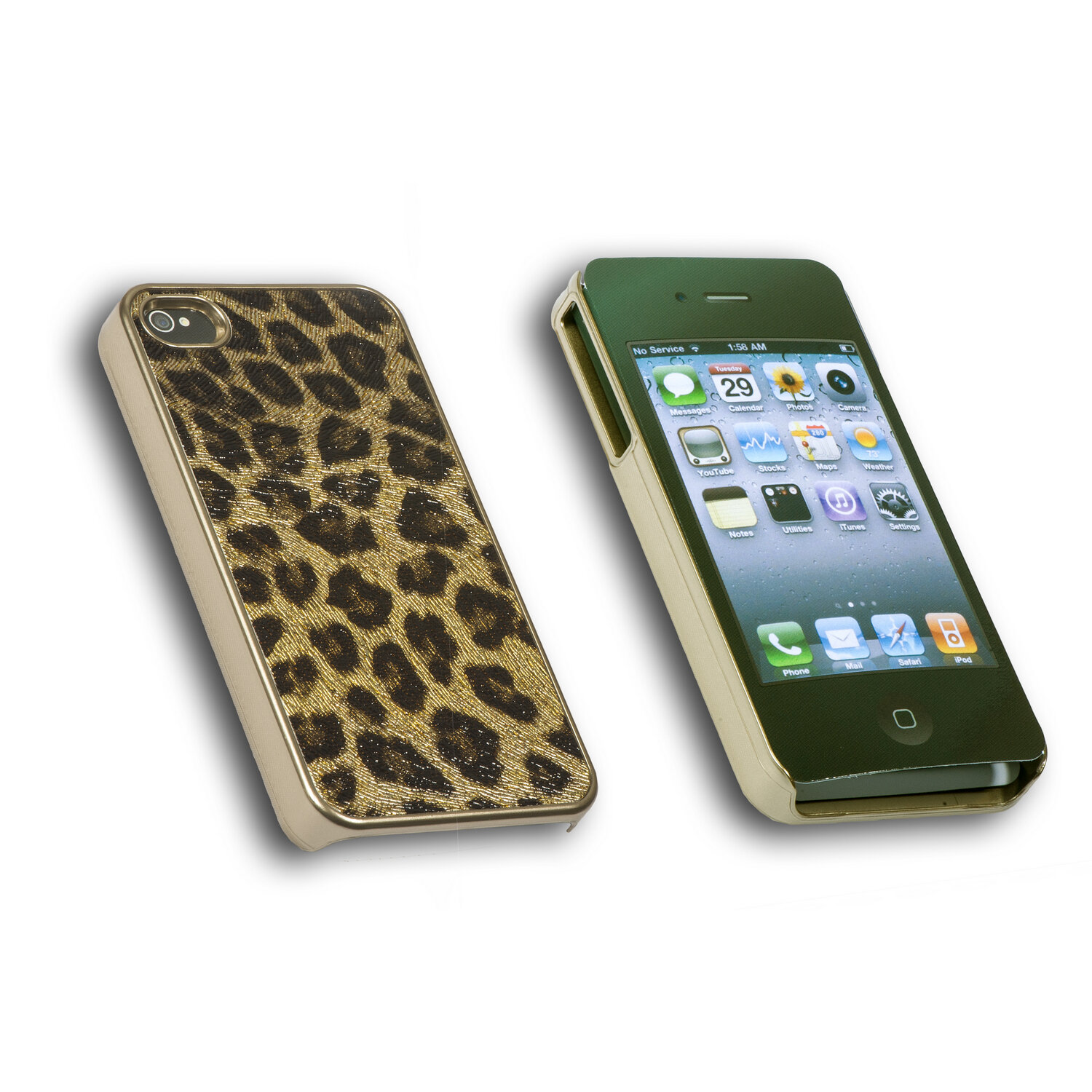 IP4-CR-GD-BW Чехол-панель iCover Combi Case Leopard для Apple iPhone 4/4S, желтый (пластик, кожа) + защитная пленка