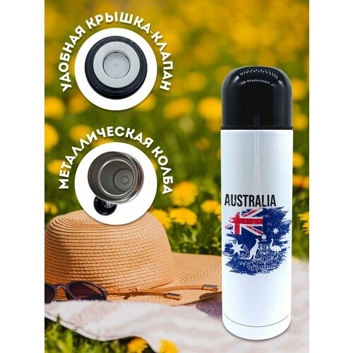 Термос для чая 500 мл туристический с принтом Флаг Австралии