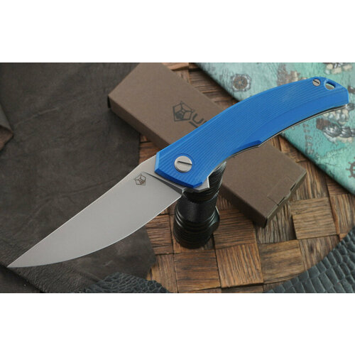 фото Мастерская братьев широгоровых мбш складной нож квантиум урсус, сталь cromax pm, рукоять синий g-10, mrbs