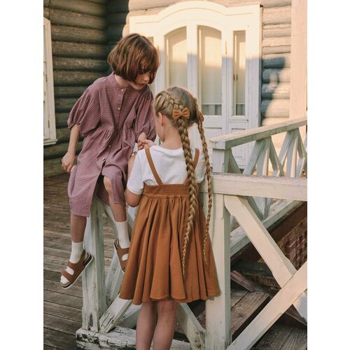 фото Платье polusha, размер 116/122, коричневый, бордовый