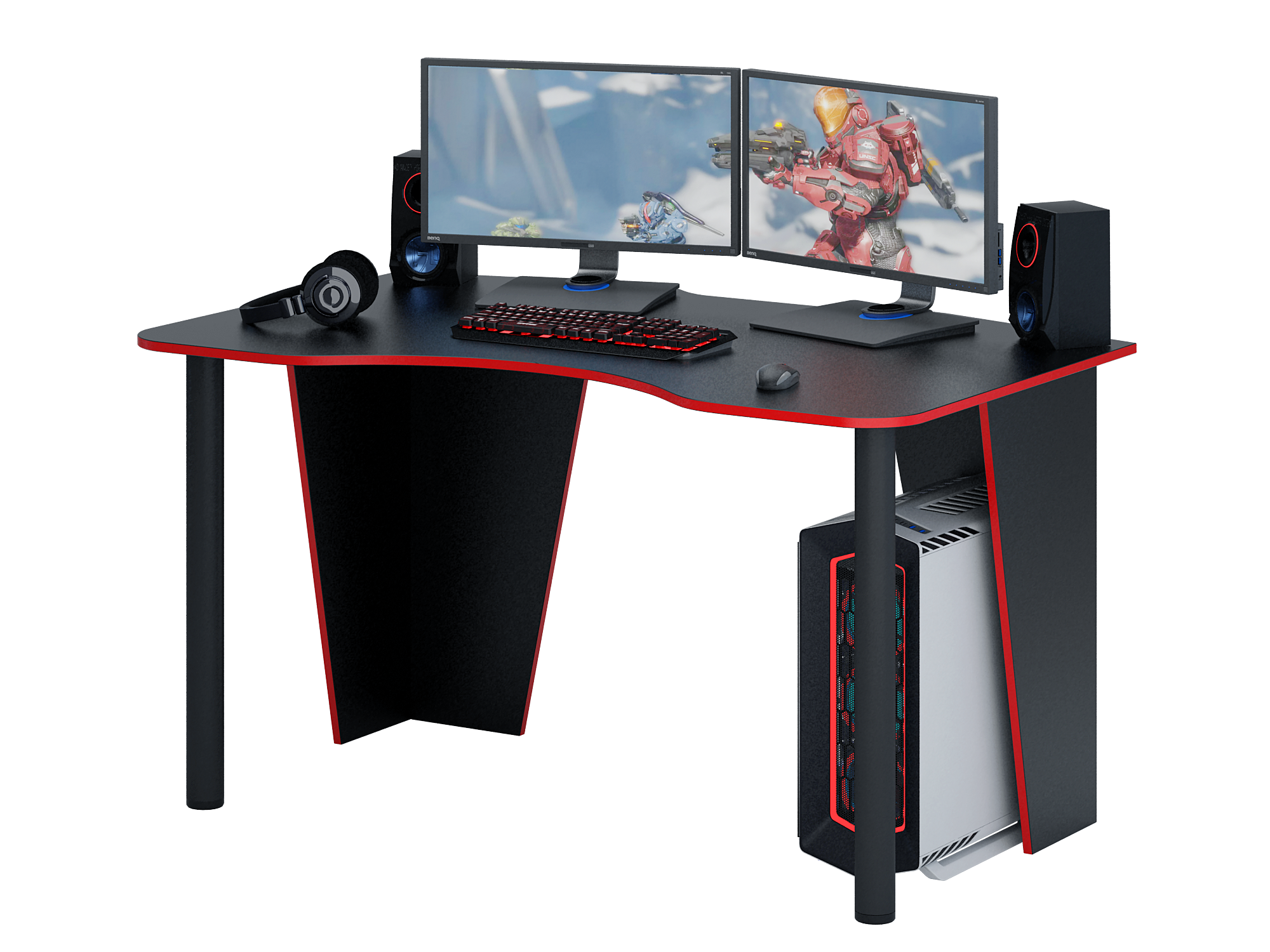 Игровой компьютерный стол Таунт-2 Черный/Красная кромка