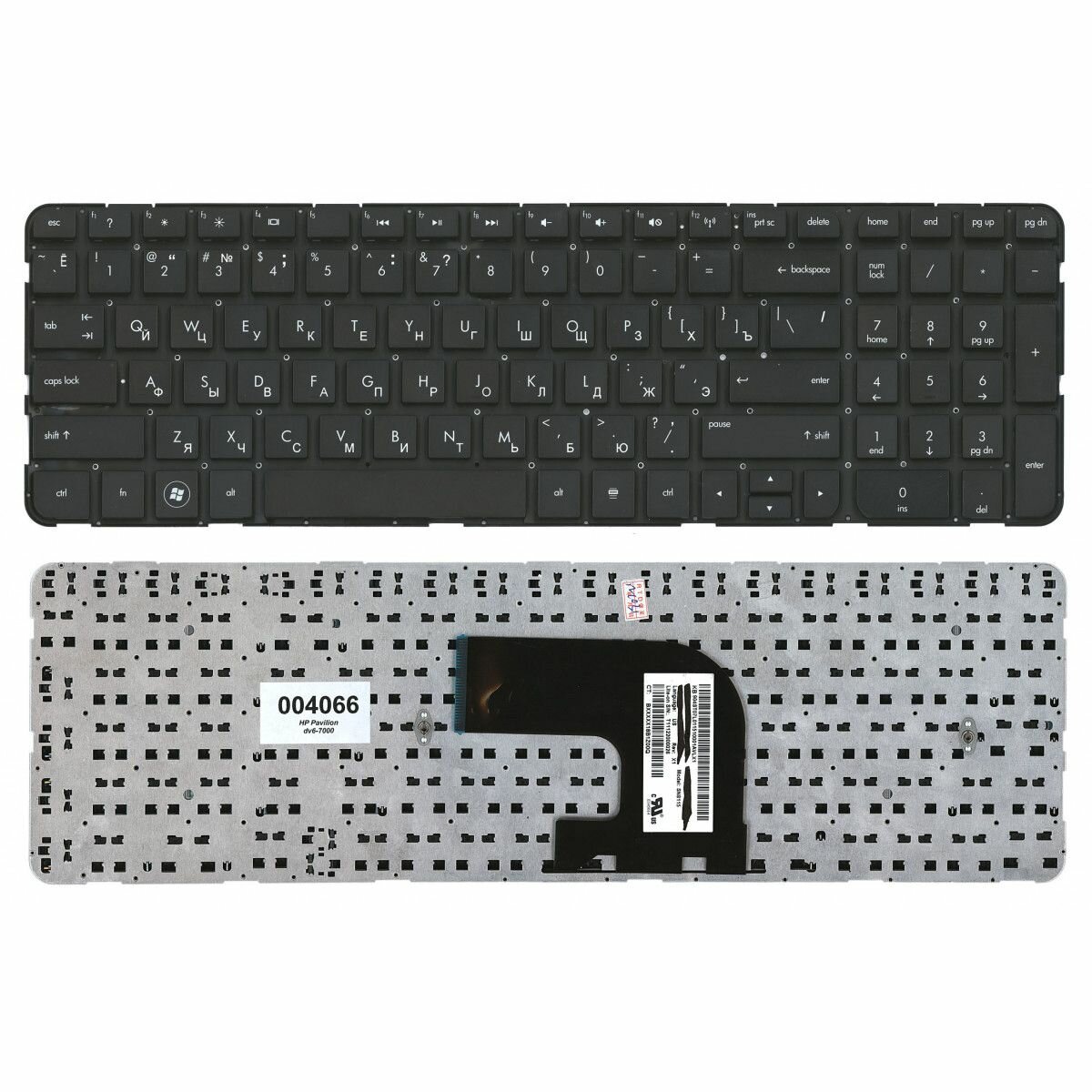 Клавиатура для ноутбука HP Pavilion DV6-7000 черная, без рамки, плоский Enter — фото 3