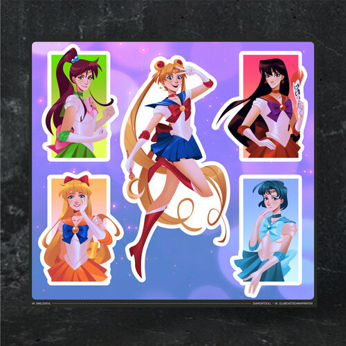 Набор наклеек 19х18 см One love Сейлор Мун