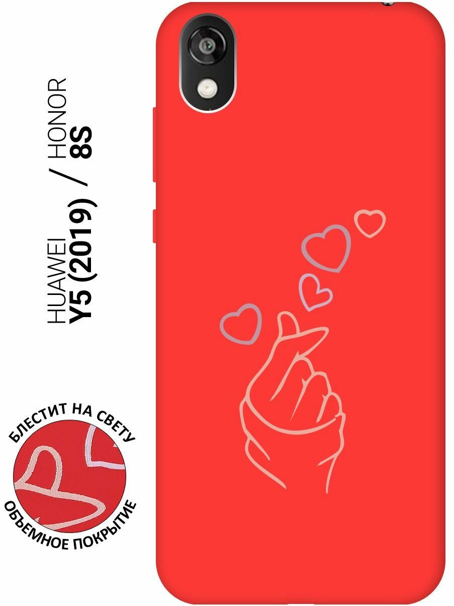 Силиконовый чехол на Honor 8S / Huawei Y5 (2019) / Хуавей У5 2019 / Хонор 8с Silky Touch Premium с принтом "K-Heart" красный