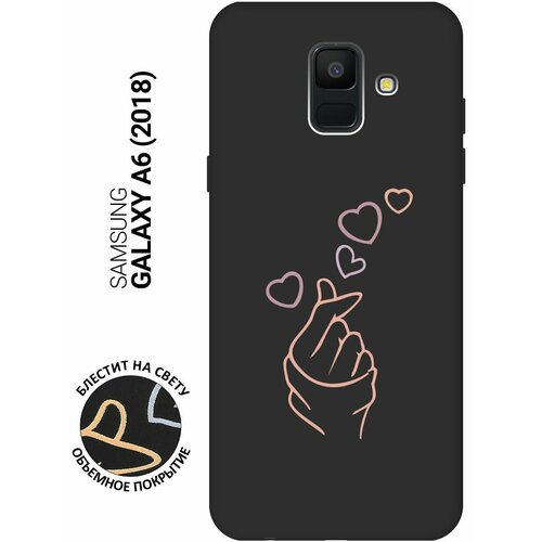 Матовый Soft Touch силиконовый чехол на Samsung Galaxy A6 (2018), Самсунг А6 2018 с 3D принтом K-Heart черный матовый soft touch силиконовый чехол на samsung galaxy a6 2018 самсунг а6 2018 с 3d принтом gucci stickers черный