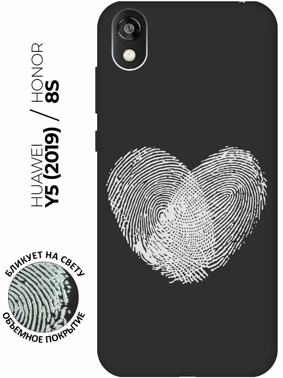 Матовый чехол Lovely Fingerprints W для Honor 8S / Huawei Y5 (2019) / Хуавей У5 2019 / Хонор 8с с 3D эффектом черный