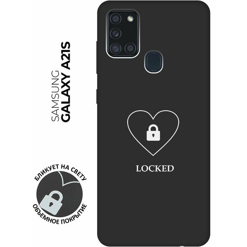 Матовый чехол Locked W для Samsung Galaxy A21s / Самсунг А21с с 3D эффектом черный матовый чехол volleyball w для samsung galaxy a21s самсунг а21с с 3d эффектом черный