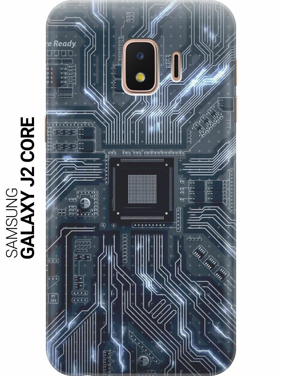 Силиконовый чехол на Samsung Galaxy J2 Core / Самсунг Джей 2 Кор с принтом "Синяя микросхема"
