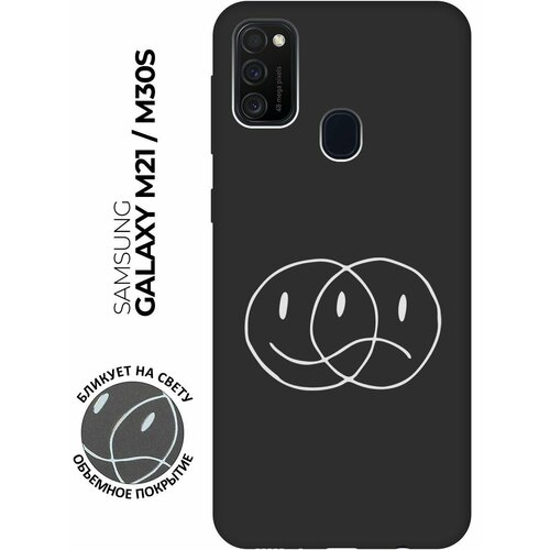 Матовый чехол Two Faces W для Samsung Galaxy M21 / M30s / Самсунг М21 с 3D эффектом черный матовый чехол two faces w для samsung galaxy a5 самсунг а5 с 3d эффектом черный