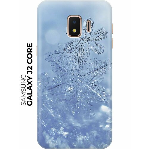 силиконовый чехол на samsung galaxy j2 core самсунг джей 2 кор с принтом макро снежинка Силиконовый чехол Снежинка на голубом на Samsung Galaxy J2 Core / Самсунг Джей 2 Кор