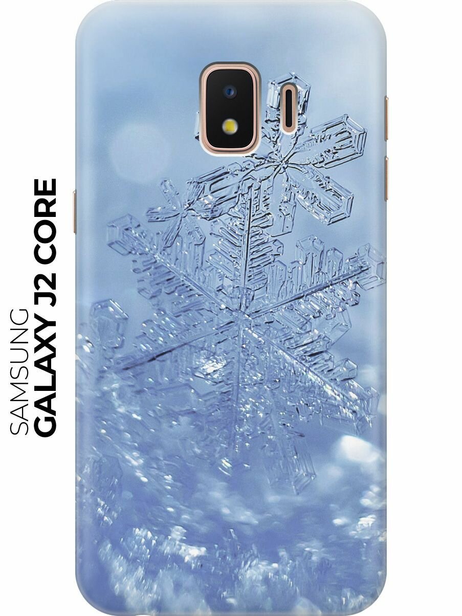 Силиконовый чехол Снежинка на голубом на Samsung Galaxy J2 Core / Самсунг Джей 2 Кор
