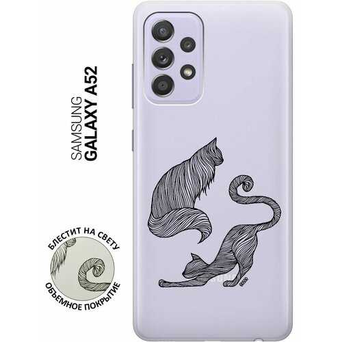 Ультратонкий силиконовый чехол-накладка ClearView 3D для Samsung Galaxy A52 с принтом Lazy Cats ультратонкий силиконовый чехол накладка clearview 3d для samsung galaxy a52 с принтом cats in love