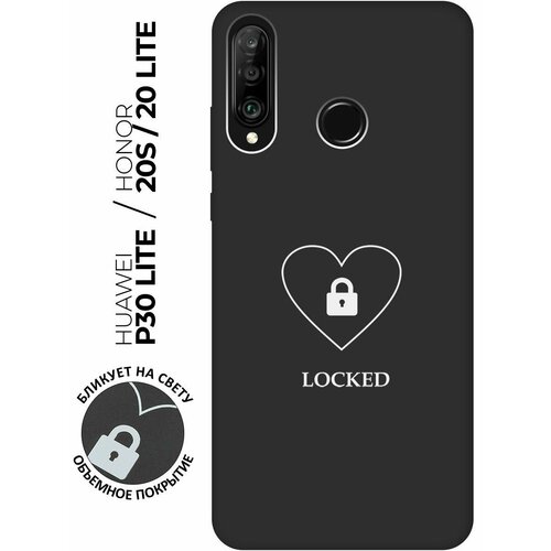 Матовый чехол Locked W для Honor 20 Lite / 20s / Huawei P30 Lite / Хуавей П30 Лайт / Хонор 20 Лайт / 20s с 3D эффектом черный силиконовый чехол с принтом locked для honor 20 lite 20s huawei p30 lite хуавей п30 лайт хонор 20 лайт 20s