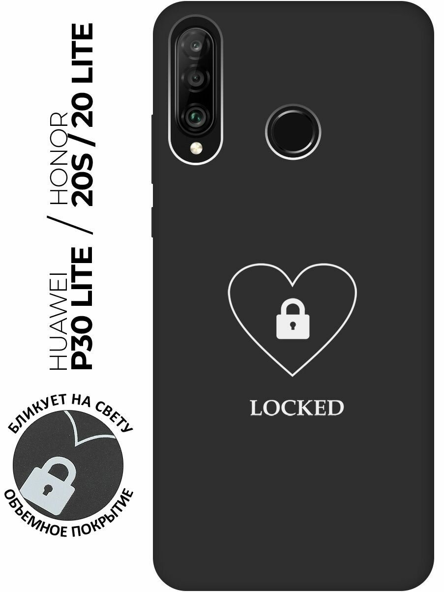 Матовый чехол Locked W для Honor 20 Lite / 20s / Huawei P30 Lite / Хуавей П30 Лайт / Хонор 20 Лайт / 20s с 3D эффектом черный