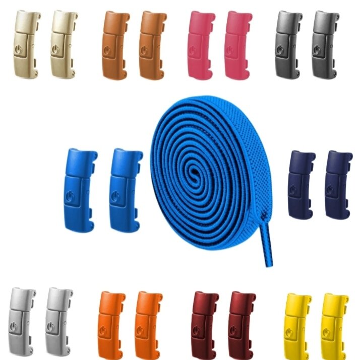 Шнурки для обуви, эластичные, разноцветные с металлическим фиксатором - фотография № 5