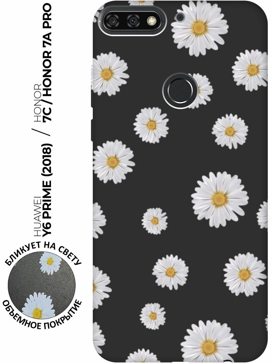 Матовый чехол Camomiles для Honor 7C / 7A Pro / Huawei Y6 Prime (2018) / Хуавей У6 Прайм 2018 / Хонор 7А Про / 7С с 3D эффектом черный