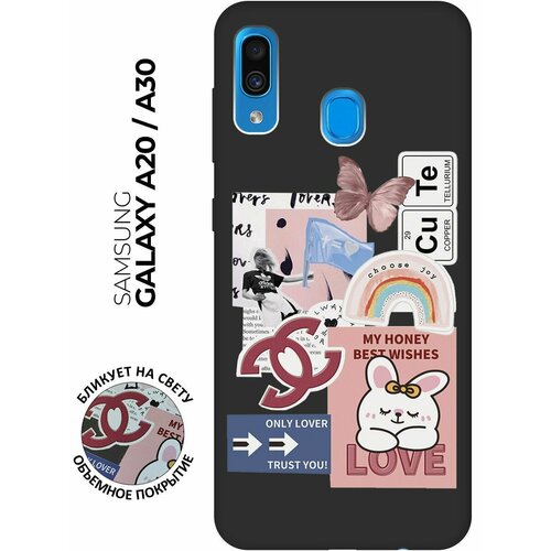 Матовый чехол Cute Stickers для Samsung Galaxy A20 / A30 / Самсунг А20 / А30 с 3D эффектом черный матовый чехол cocktail splash для samsung galaxy a20 a30 самсунг а20 а30 с 3d эффектом черный