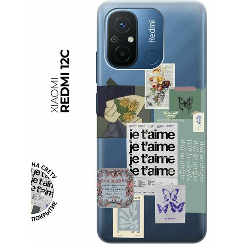 Силиконовый чехол с принтом Je Taime Stickers для Xiaomi Redmi 12C / Сяоми Редми 12С силиконовый чехол с принтом corgi pattern для xiaomi redmi 12c сяоми редми 12с