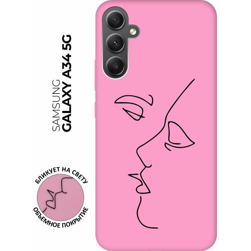 Матовый чехол Faces для Samsung Galaxy A34 5G / Самсунг А34 с 3D эффектом розовый матовый чехол two faces w для samsung galaxy a34 5g самсунг а34 с 3d эффектом черный