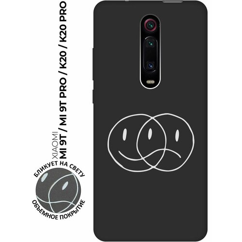 Матовый чехол Two Faces W для Xiaomi Mi 9T / Mi 9T Pro / K20 / K20 Pro / Сяоми Ми 9Т / Ми 9Т Про с 3D эффектом черный матовый чехол introvert w для xiaomi mi 9t mi 9t pro k20 k20 pro сяоми ми 9т ми 9т про с 3d эффектом черный