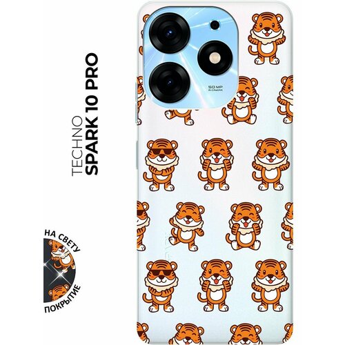 Силиконовый чехол с принтом Tigers Pattern для Tecno Spark 10 Pro / Техно Спарк 10 Про силиконовый чехол с принтом tigers pattern для tecno spark 10 pro техно спарк 10 про