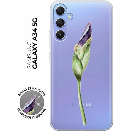 Силиконовый чехол с принтом Iris Bud для Samsung Galaxy A34 5G / Самсунг А34 силиконовый чехол на samsung galaxy a34 5g самсунг а34 с 3d принтом making the world better прозрачный