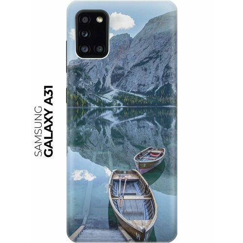 Силиконовый чехол Горы, озеро, лодка на Samsung Galaxy A31 / Самсунг А31 силиконовый чехол горы и озеро на samsung galaxy a31