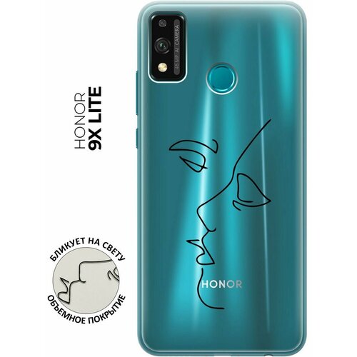 Силиконовый чехол с принтом Faces для Honor 9X Lite / Хонор 9Х Лайт силиконовый чехол на honor 9x lite хонор 9х лайт с 3d принтом relax for corgi прозрачный