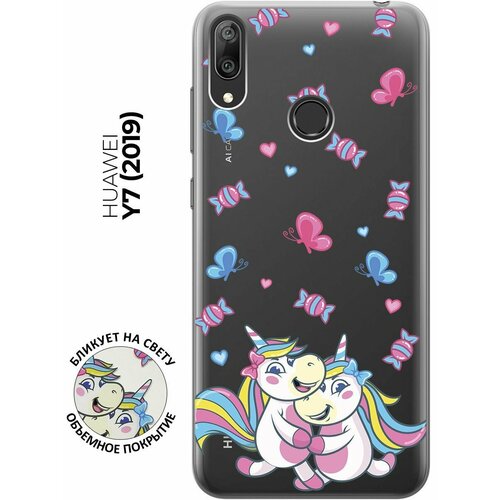 Силиконовый чехол с принтом Unicorns and Candies для Huawei Y7 (2019) / Хуавей У7 2019 силиконовый чехол с принтом all flowers for you для huawei y7 2019 хуавей у7 2019