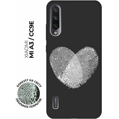 Матовый чехол Lovely Fingerprints W для Xiaomi Mi A3 / CC9e / Сяоми Ми А3 / Ми СС9е с 3D эффектом черный