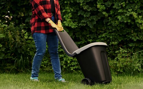 Изображение товара Садовая тележка с зажимом и крышкой, 38 литров, 2 колеса, литое колесо, 57х39х95 см