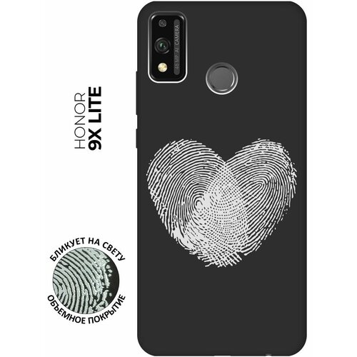 Матовый чехол Lovely Fingerprints W для Honor 9X Lite / Хонор 9Х Лайт с 3D эффектом черный матовый чехол fck pattern w для honor 9x lite хонор 9х лайт с 3d эффектом черный