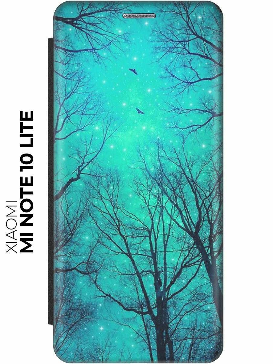 Чехол-книжка Голубое небо в ветках на Xiaomi Mi Note 10 Lite / Сяоми Ми Ноут 10 Лайт черный