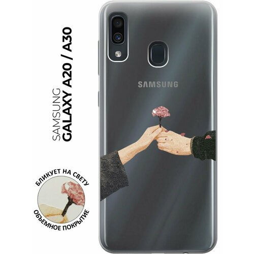 Силиконовый чехол с принтом Hands для Samsung Galaxy A20 / A30 / Самсунг А20 / А30 силиконовый чехол на samsung galaxy a20 a30 самсунг а20 а30 с принтом лист в макро
