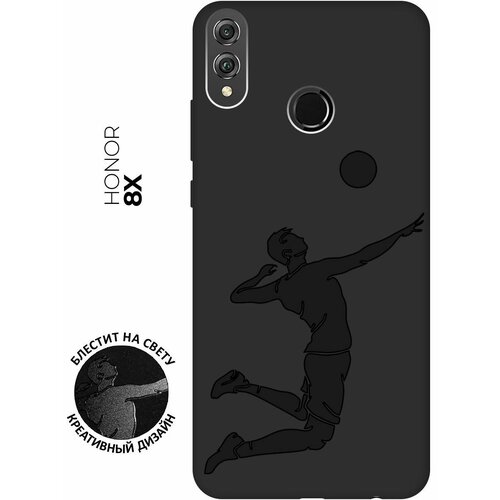 Матовый чехол Volleyball для Honor 8X / Хонор 8Х с эффектом блика черный матовый чехол hockey для honor 8x max хонор 8х макс с эффектом блика черный