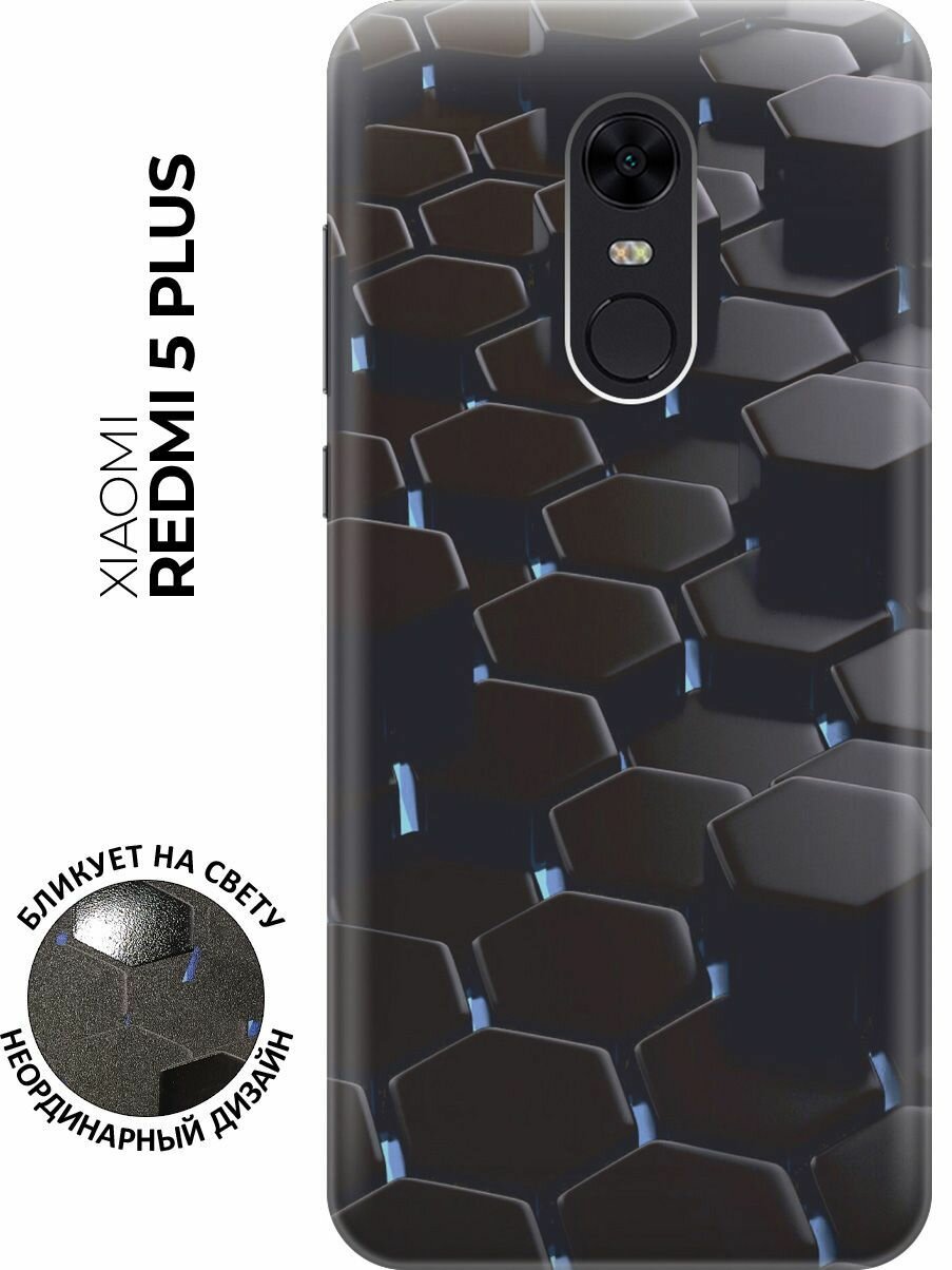Силиконовый чехол Черные ромбы на Xiaomi Redmi 5 Plus / Сяоми Редми 5 Плюс с эффектом блика