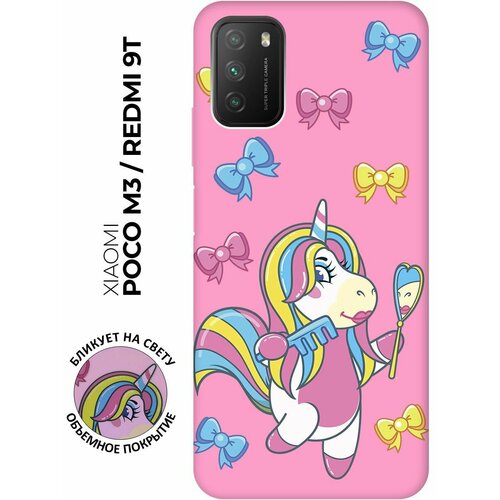 Матовый чехол Lady Unicorn для Xiaomi Redmi 9T / Poco M3 / Сяоми Поко М3 / Сяоми Редми 9Т с 3D эффектом розовый матовый чехол lady unicorn для xiaomi redmi 9t poco m3 сяоми поко м3 сяоми редми 9т с 3d эффектом розовый