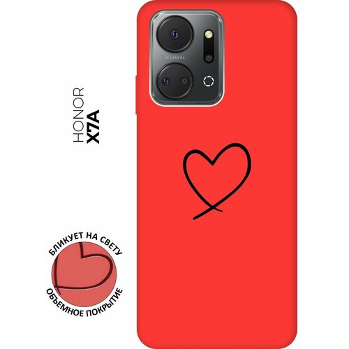 Матовый чехол Heart для Honor X7a / Хонор Х7а с 3D эффектом красный матовый чехол no w для honor x7a хонор х7а с 3d эффектом красный